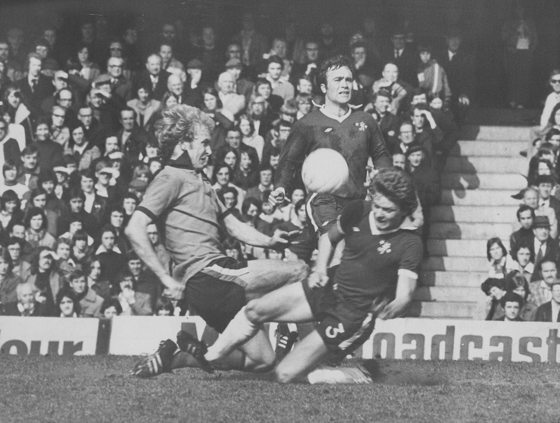 Ron Futcher tries for a late winner
