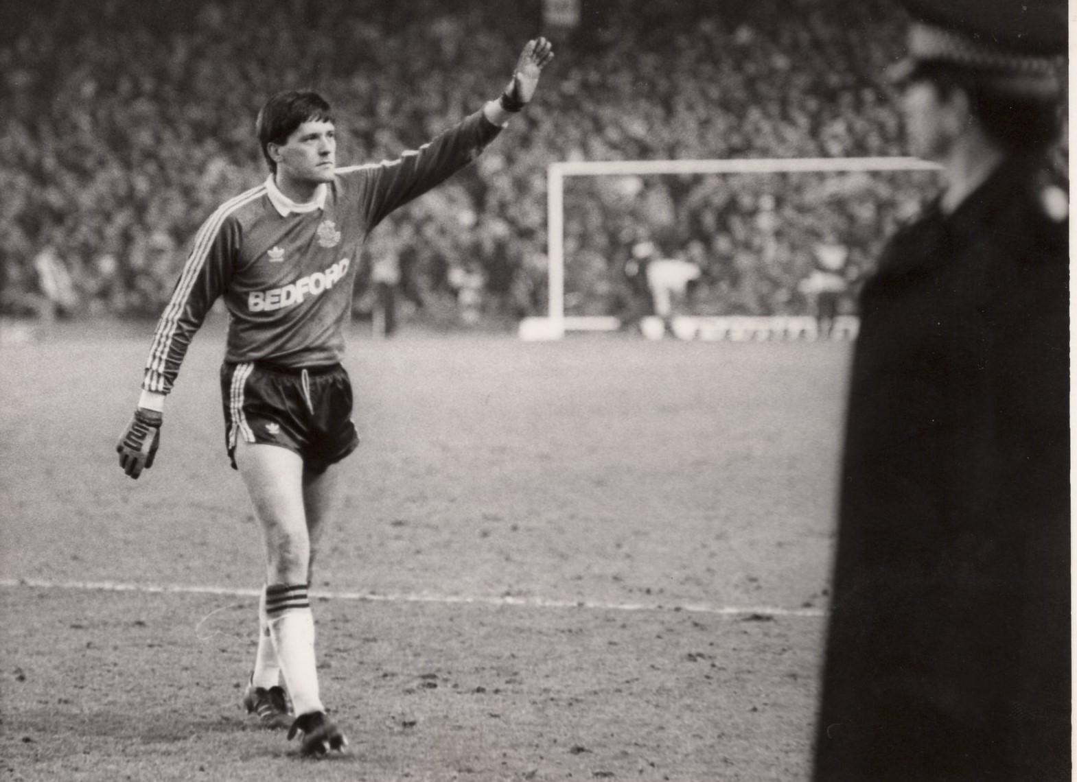 Les Sealey gives the travelling Town supporters a wave at full time
