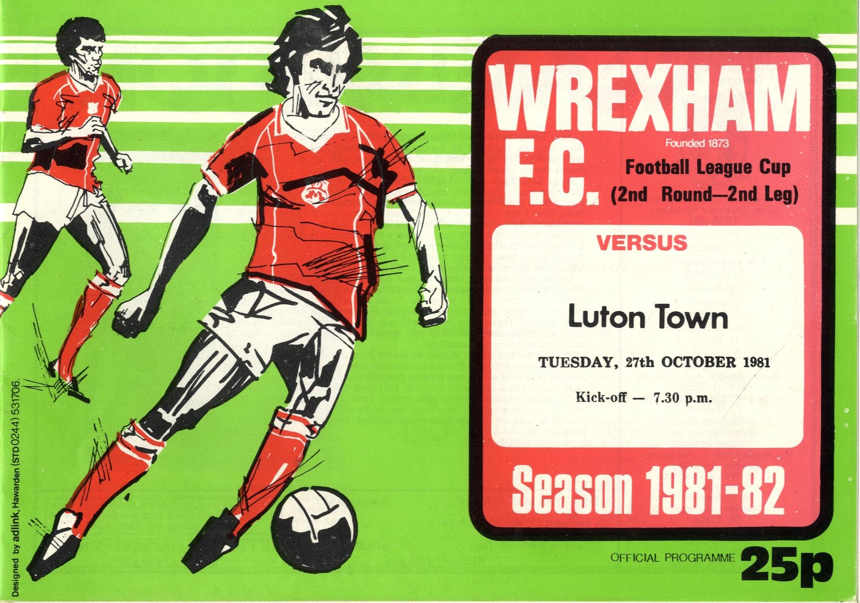 Programme: Wrexham vs Luton Town 1981/1982