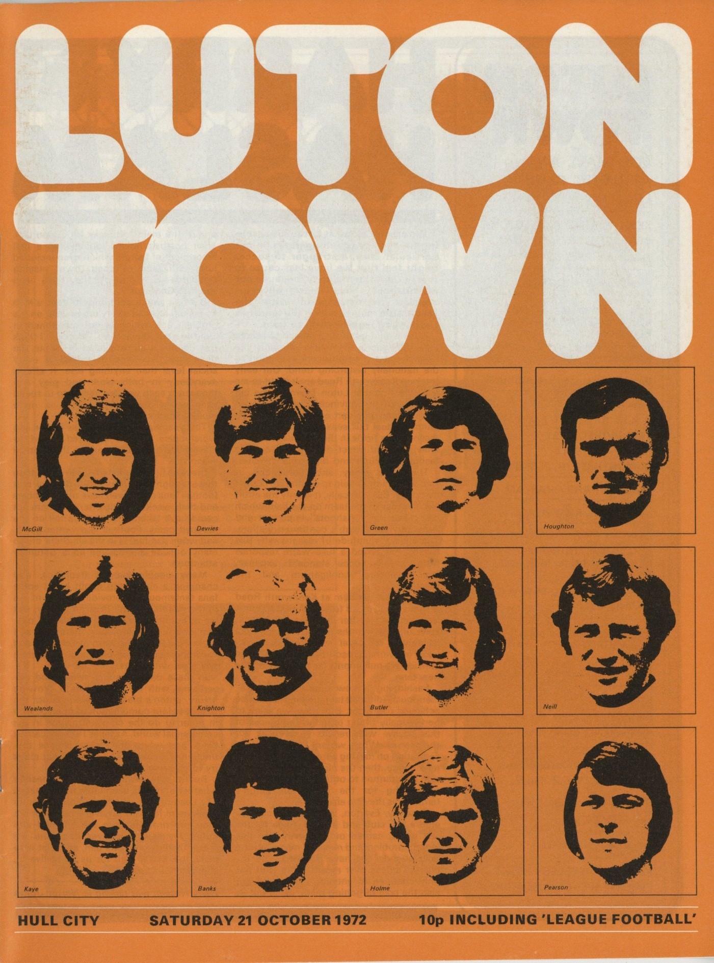 Programme: Luton Town vs Hull City 1972/1973