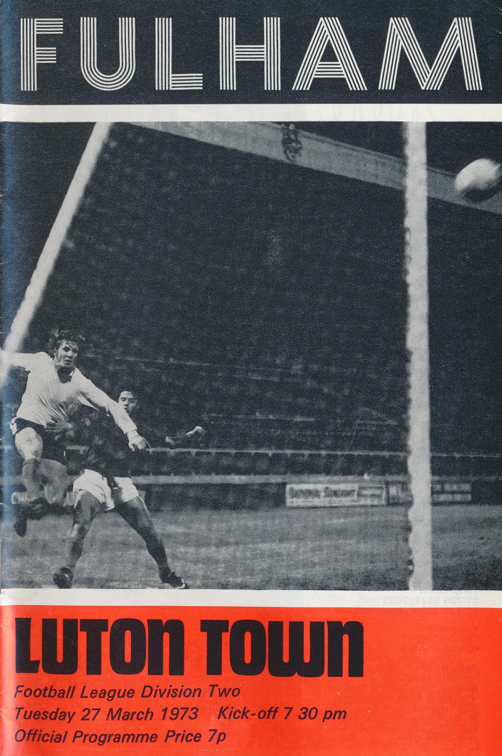Programme: Fulham vs Luton Town 1972/1973