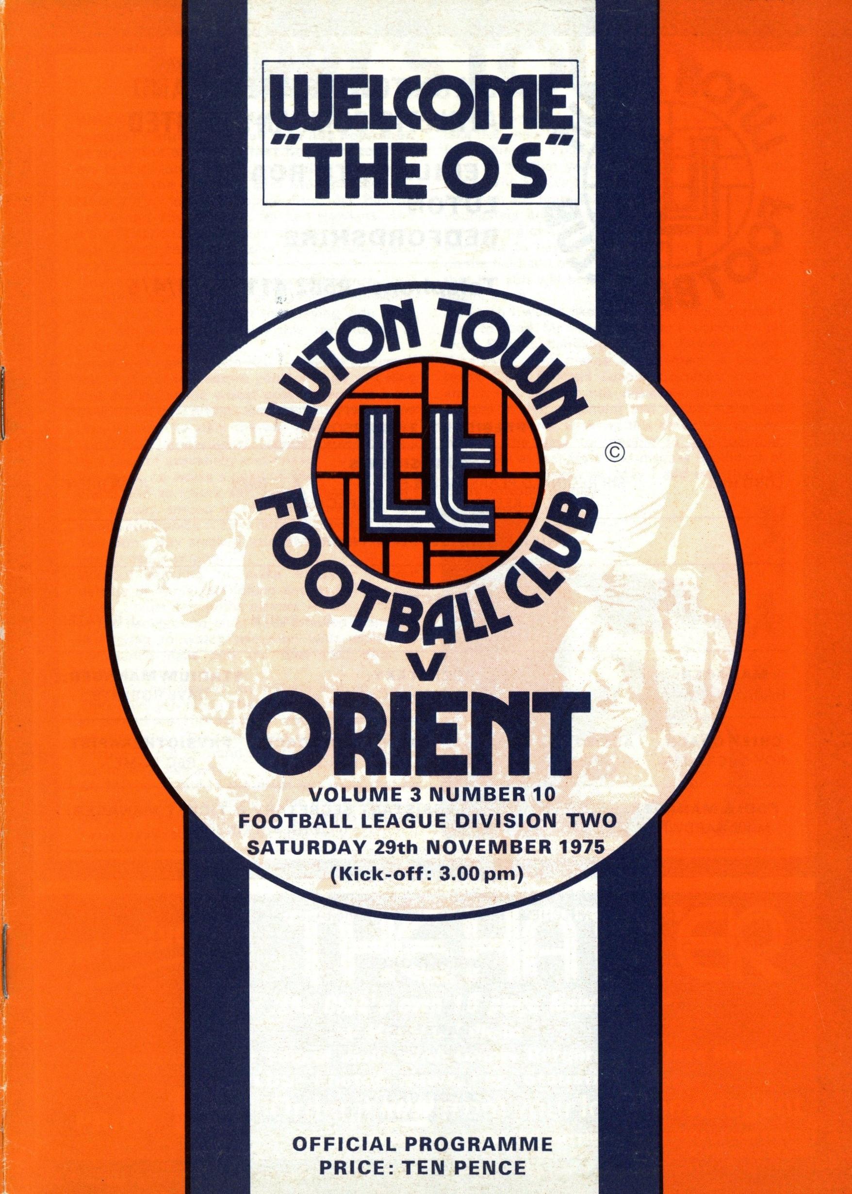 Programme: Luton Town vs Orient 1975/1976