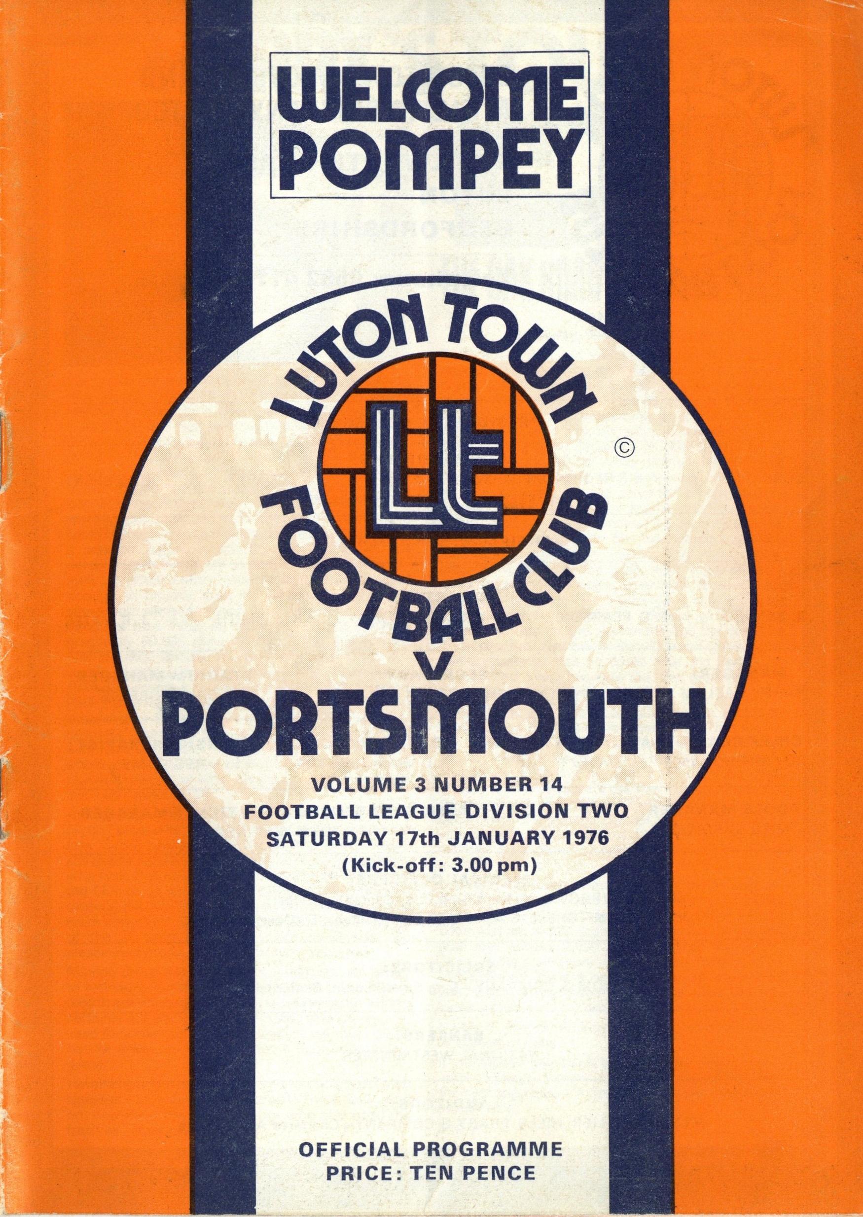 Programme: Luton Town vs Portsmouth 1975/1976