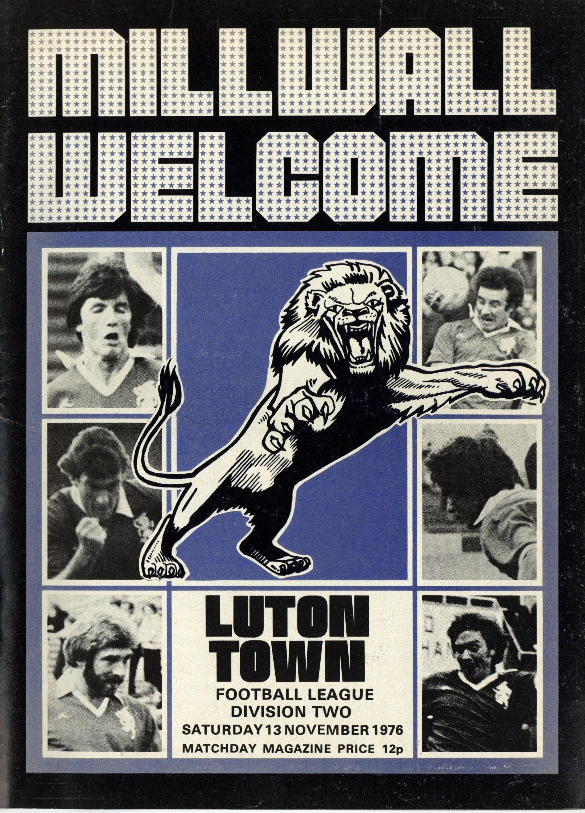 Programme: Millwall vs Luton Town 1976/1977