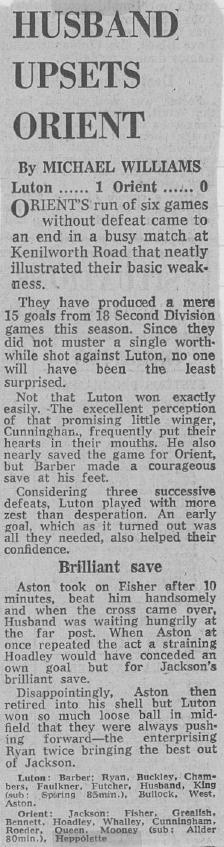 Match report: Luton Town vs Orient 1975/1976