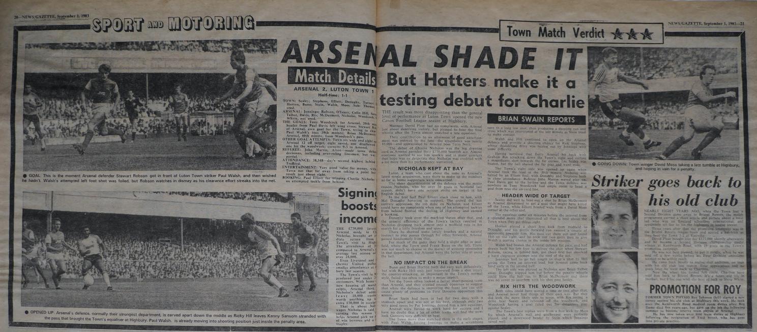 Match report: Arsenal vs Luton Town 1983/1984