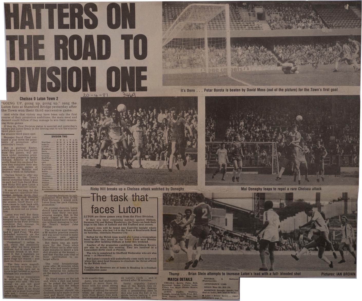 Match report: Chelsea vs Luton Town 1980/1981